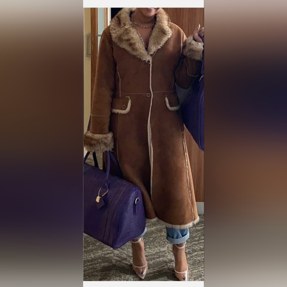 Sale Wilsons Vintage Maxima Hooded Trench Leather 100% Rabbit Fur Hood Lining - Picture 8 of 9